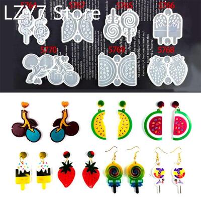 Fruit Lollipop Earrings Epoxy Resin Mold Ear Drop Dangler Pe
