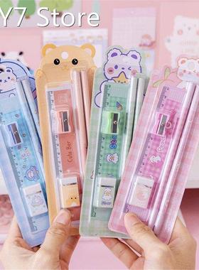 5 Pcs/setPupils Pencil Eraser Pencil Sharpener Ruler Student