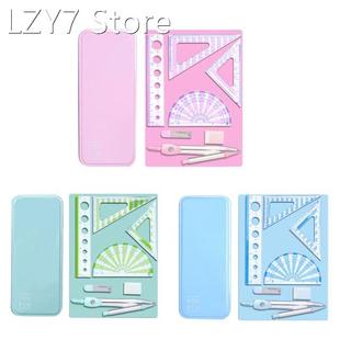 7Pcs Compass Protractor Ruler Set with Portable Box Geometry