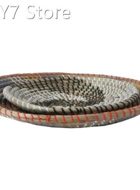 2pcs Boho Woven Wall Basket Decor Handmade Seagrass Hanging