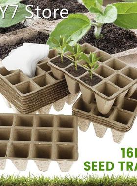 16pcs Seed Starter Pots Trays Kit 12-Grid Biodegradable Peat