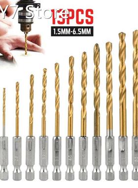 13pc HSS Hexagonal Handle 6.35 Mm Twist Drill Electric Screw