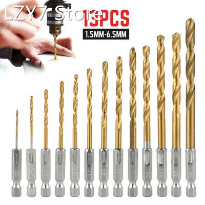 13pc HSS Hexagonal Handle 6.35 Mm Twist Drill Electric Screw
