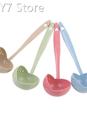 Wheat Straw 2 in 1 Long Handle Soup Spoon Home Strainer Cook
