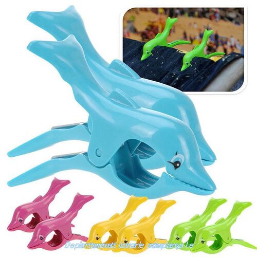 2PCS/LoT DoLPhin ShaPeD Large CLoTheS PegS PLaSTiC S BeaCh T