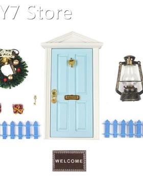 2022 New 1/12 Dollhouse Christmas Scene Model Door Wreath Ca