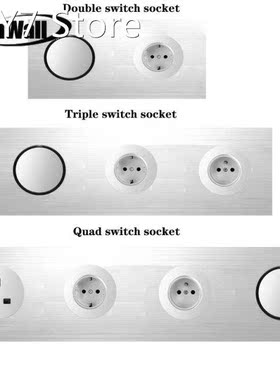 UK Socket EU Socket Triple Panel DIY Household Silver Alumin