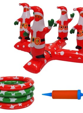 Inflatable Ring Toss Game Santa ClausThrowing Toys with 4 Pl