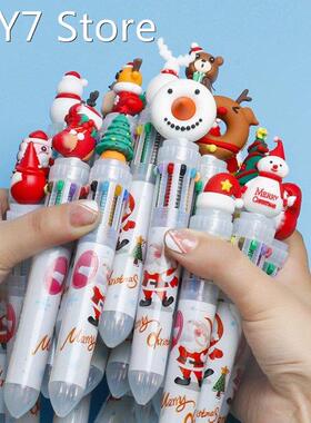 1PC 10 Color Cartoon Ballpoint Pen Santa Claus Xmas Tree Dee