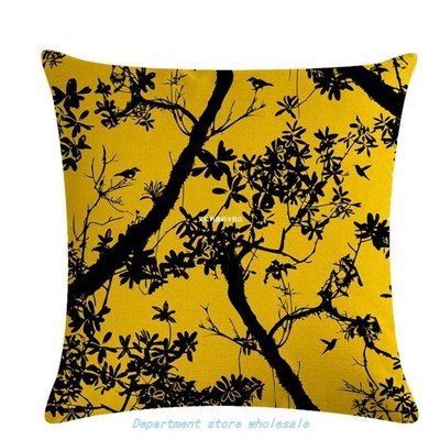 2019 Tree Shadow Leaf Series Linen Pillowcase Cushions Dyein
