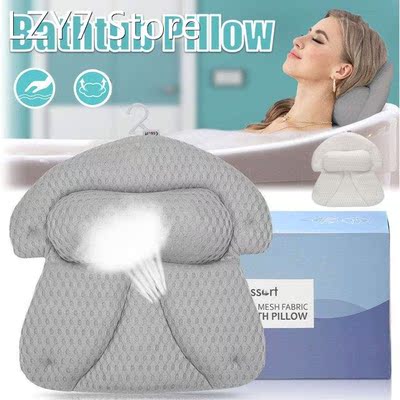 4D Bath Pillow Mesh Bathtub Non-Slip Pillow with 6 Suction C