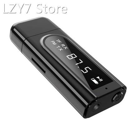 2 in 1 Bluetooth 5.0 Receiver Car LED Transmitter Aux FM Mod