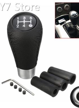 5 Speed Leather Stitch Manual Gear Shift Knob Shifter Lever