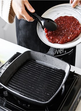 Cast Iron Cauldron Frying Pan Steak Skillet Grill Pan Gas St