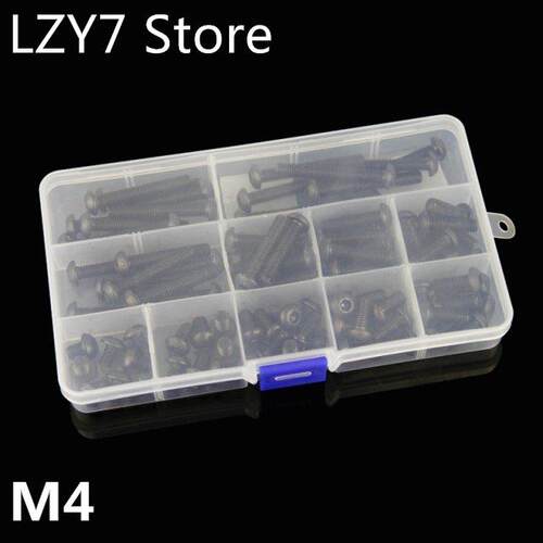195pcs M4 Alloy Steel 10.9 Level Black Hexagon Socket Button