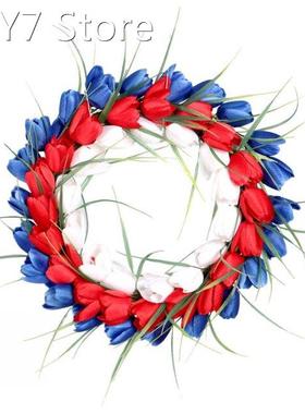 Independence Day Wreath Simulation Tulip Rattan Garland Pend