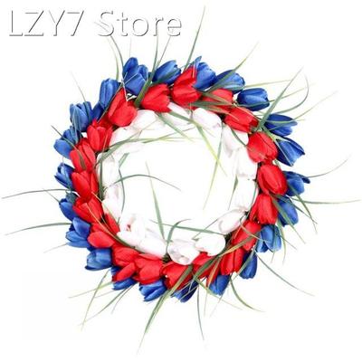 Independence Day Wreath Simulation Tulip Rattan Garland Pend