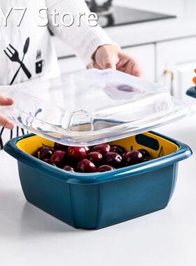 3 In 1 Double-layer Drain Basket Kitchen Colander Strainer B