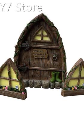 3 Pcs Door and Window for Trees Garden Decor Glow in The Dar