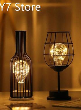 Wine Bottle Glass Geometric Minimalist Iron lamp body Bedroo