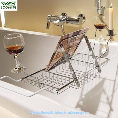 STainlESS STEEl BaTHTuB HoldEr Tray BaTH Caddy ExTEnding Sid