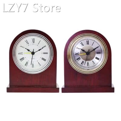 Classic Retro Alarm Clock Solid Wood Roman Digital Manual Ad