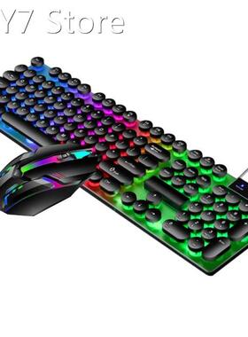 Steampunk Gaming Mechanical Keyboard Metal Panel Round Retro