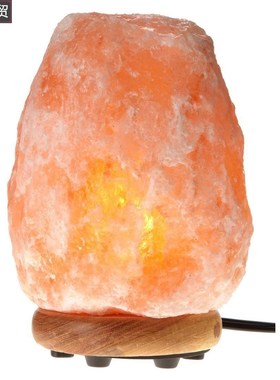 hand carved natural crystal himalayan salt lamp with neem wo