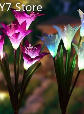 3Pcs Solar Lily Flower Lamp LED Solar Garden Decor Waterproo