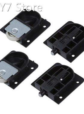 2X Wardrobe Black Plastic Plate 25mm Dia Wheel Sliding Door