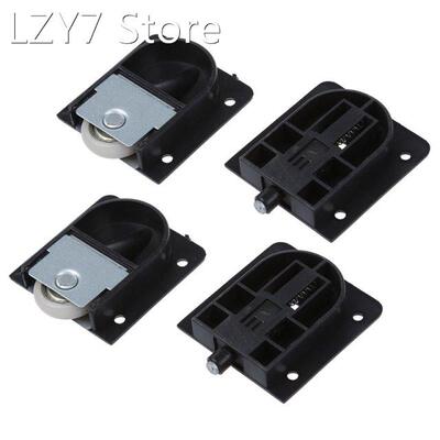 2X Wardrobe Black Plastic Plate 25mm Dia Wheel Sliding Door