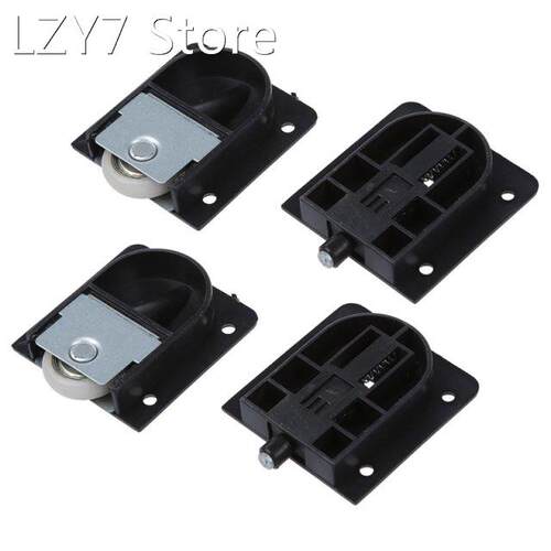 2X Wardrobe Black Plastic Plate 25mm Dia Wheel Sliding Door