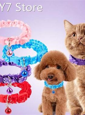 1PCS Cute Lace Small Dog Collar Adjustable Bell Cat Cute Buc