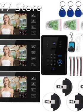7inches Wired Video Doorbell Intercom System Card Password R