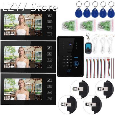 7inches Wired Video Doorbell Intercom System Card Password R