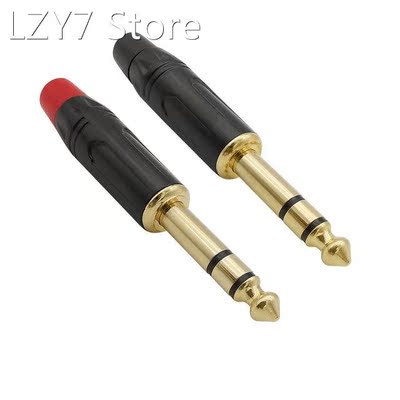 2Pcs 6.35mm Stereo Jack Plug Wire Connectors 6.35 1/4