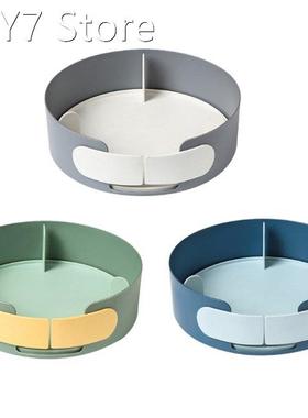 Turntable Storage Basket Box Rotatable Spice Rack with Door