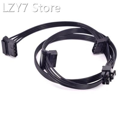 PCIe 6Pin to 3 IDE Peripheral 4Pin Molex Power Cable Port Mu