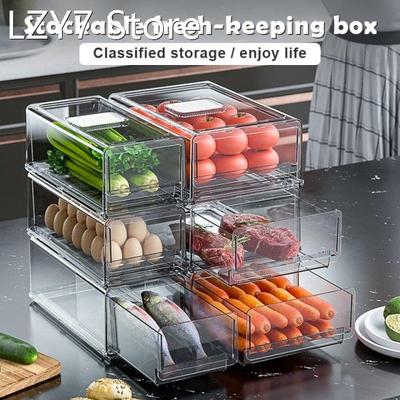 Food Storage Containers with Cover Refrigerator Drawer Stack