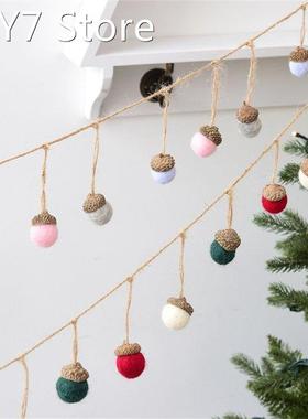 6pcs Xmas Tree Ornament Wool Felt Acorn Pine Cones Diy Penda