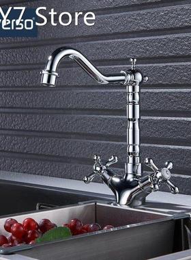 Luxury Brass Kitchen Faucet Set Sink Mixer Tap Polished Torn