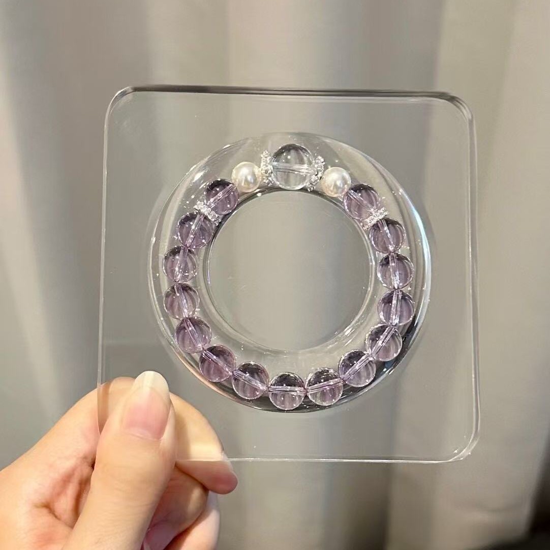 天然紫水晶九紫离火手链白水晶手串女款大颗粒彩虹石水晶批发