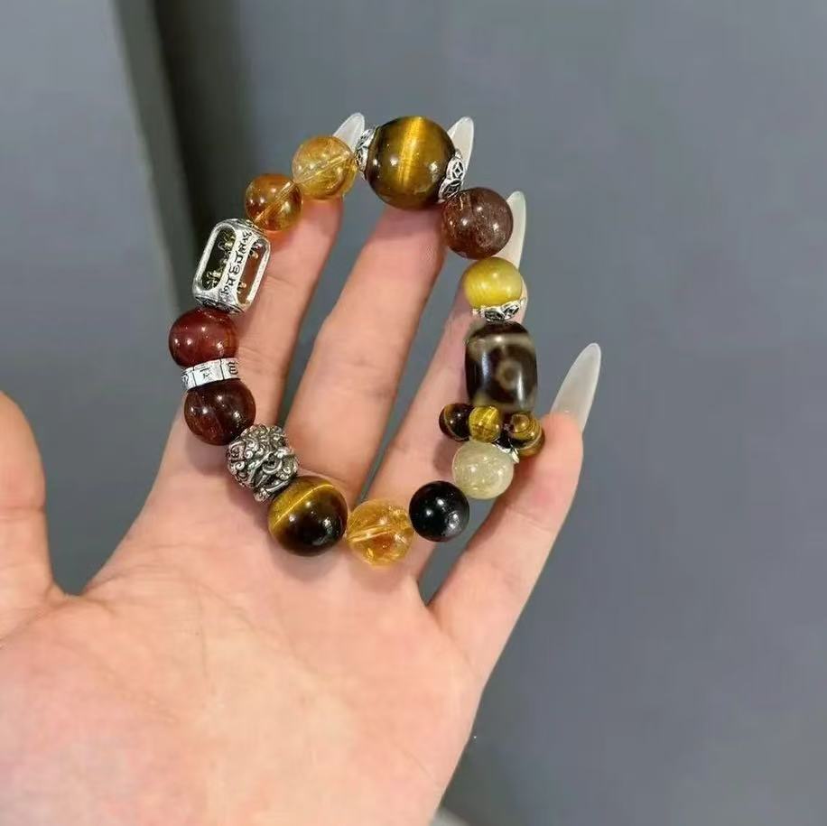 天然多宝水晶手串金发晶红虎眼黄虎眼黄塔晶黑金超七高级时尚爆款
