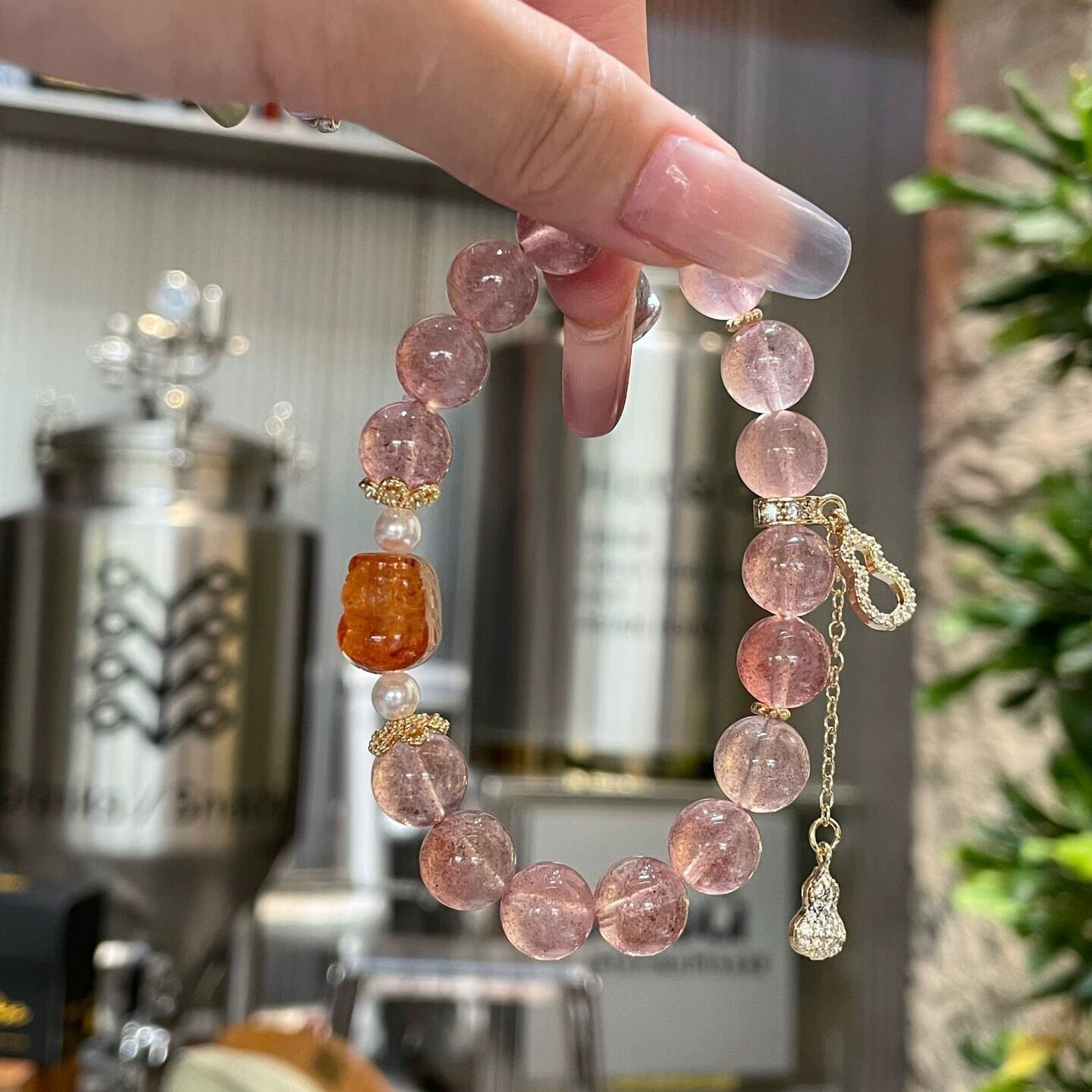 天然草莓晶葫芦手链胶花貔貅手串招桃花手链轻奢带礼盒送朋友闺蜜