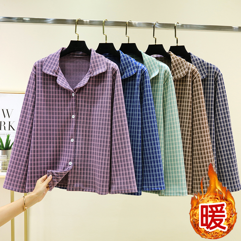 2025冬季德绒翻领格子上衣女