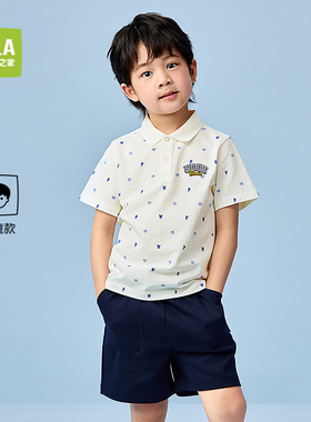 HLA/海澜之家panda wowo熊猫短袖POLO衫25春夏新款印花翻领短袖男