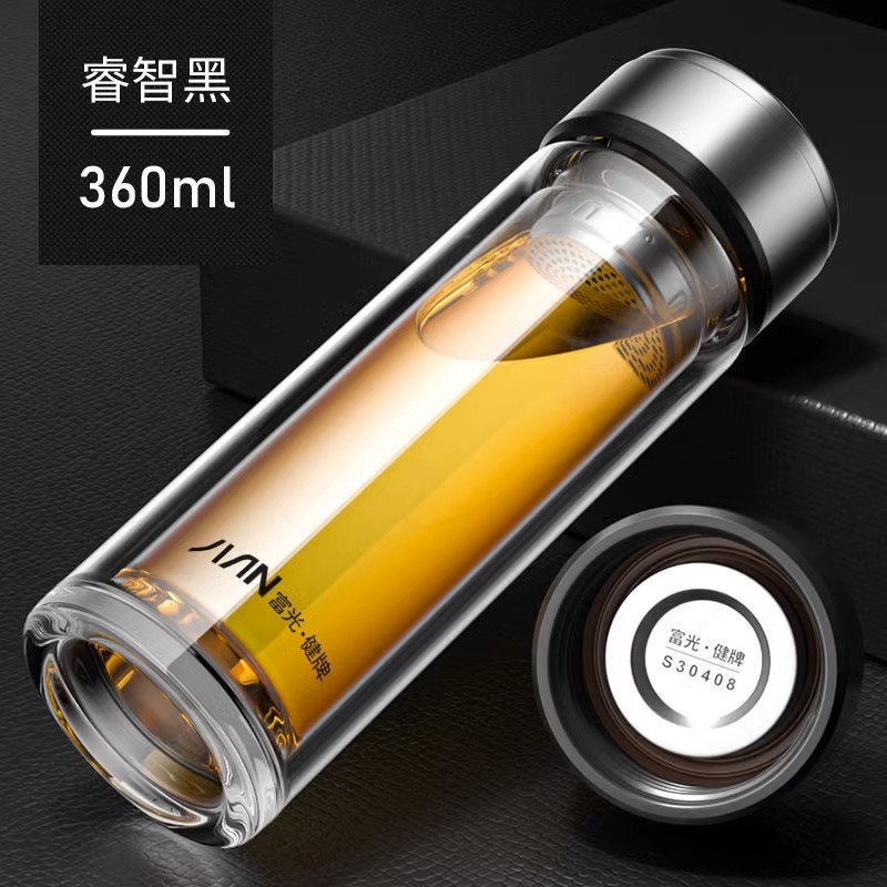 富光健牌水晶双层玻璃杯300/360/500ml广告杯x1916泡茶水杯印LOGO-封面