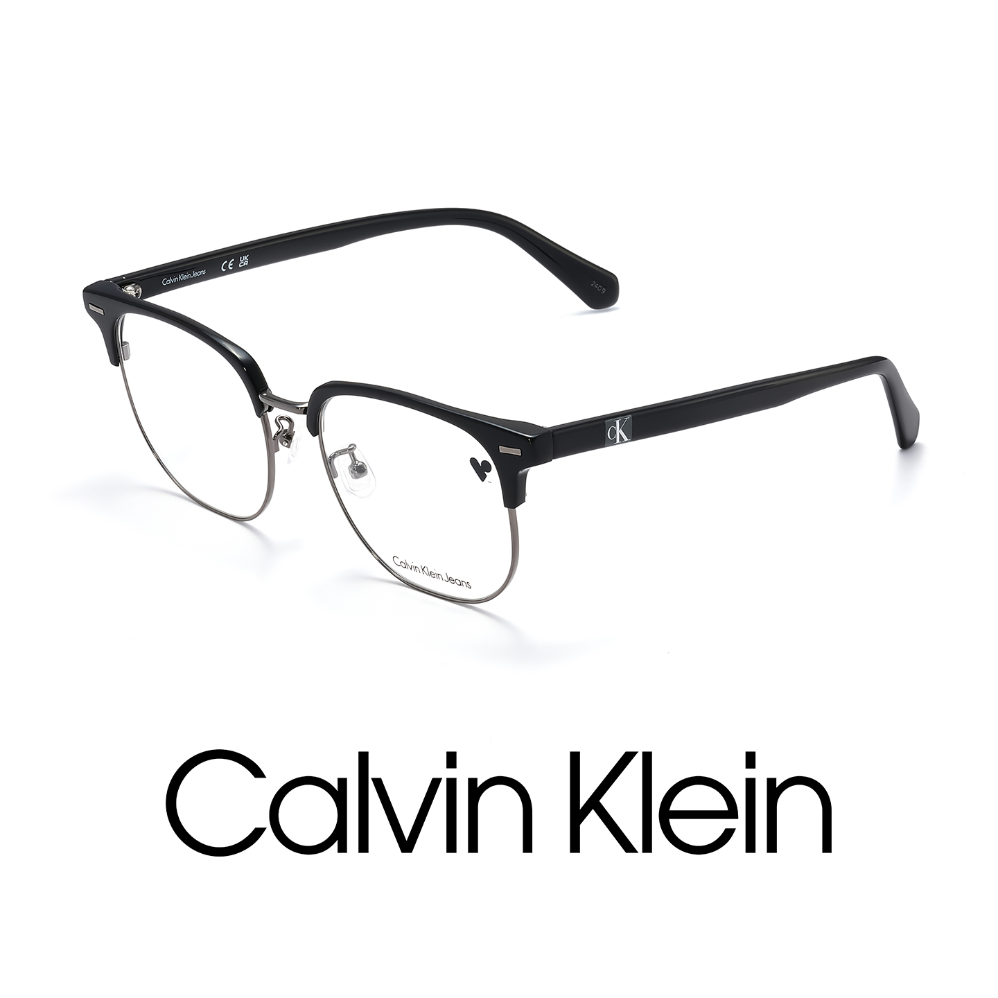 ck眼镜男商务休闲经典复古半眉框