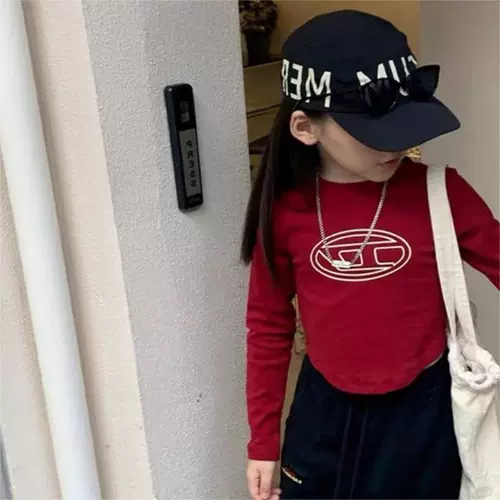 Осенний демисезонный короткий базовый приятный телу детский лонгслив для девочек, в западном стиле, детская одежда