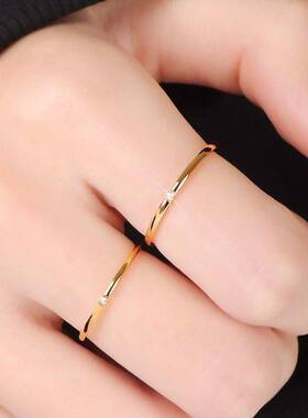 极细女小戒指实心素圈时尚简约个性婚戒grgr